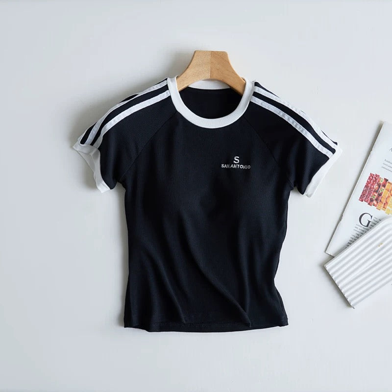 Sharon Shoulder Stripes Built-In Bra T-shirt